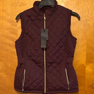 Quilted Burgundy Vest with Zipper Details